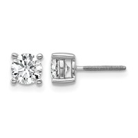 14K White Gold 1 Carat Certified Lab Grown Diamond VS SI+ G+ Round Complete Four Prong Screwback Heavyweight Stud Earrings view 1