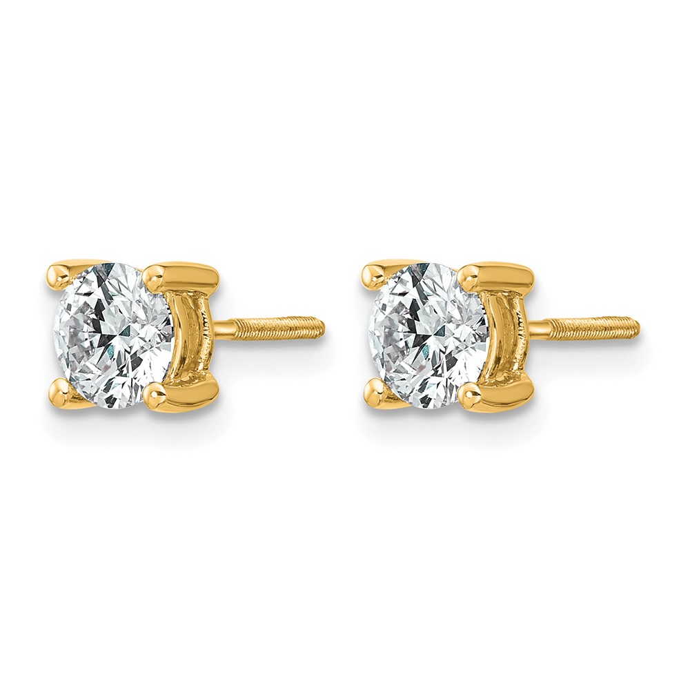 14k 1 carat Certified Lab Grown Diamond VS/SI+ G+ Round Complete Four Prong Screwback Heavyweight Stud Earrings (EM1006S-100C-LG)