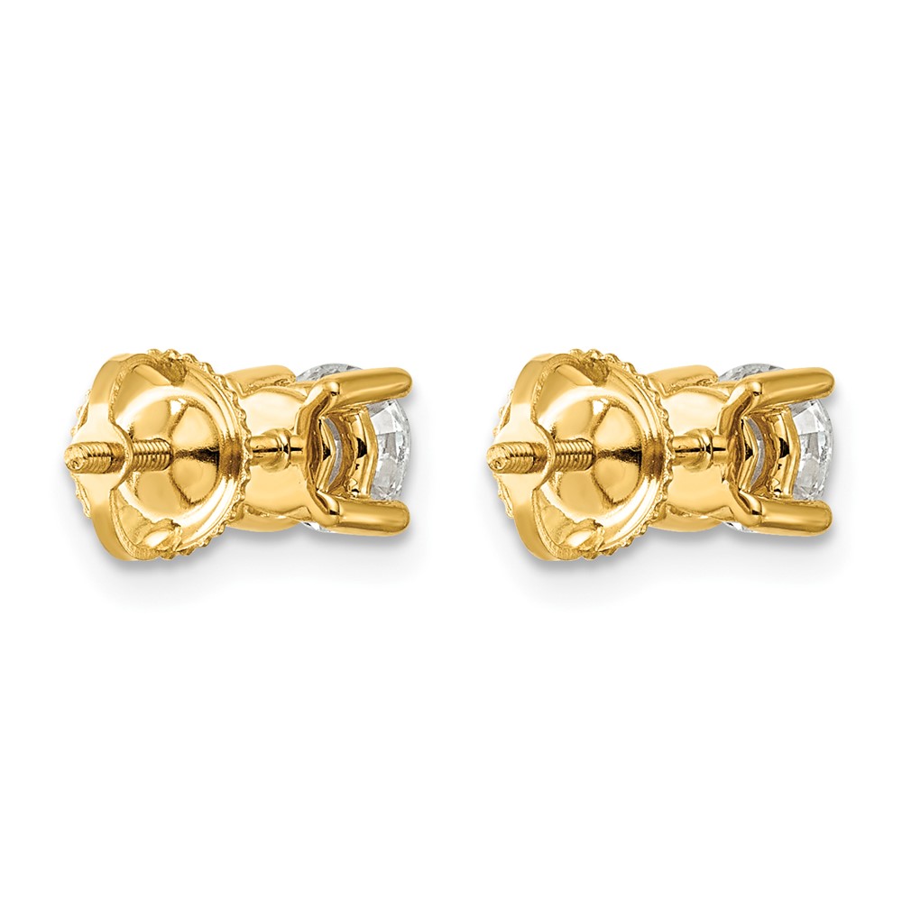 14k 1 carat Certified Lab Grown Diamond VS/SI+ G+ Round Complete Four Prong Screwback Heavyweight Stud Earrings (EM1006S-100C-LG)