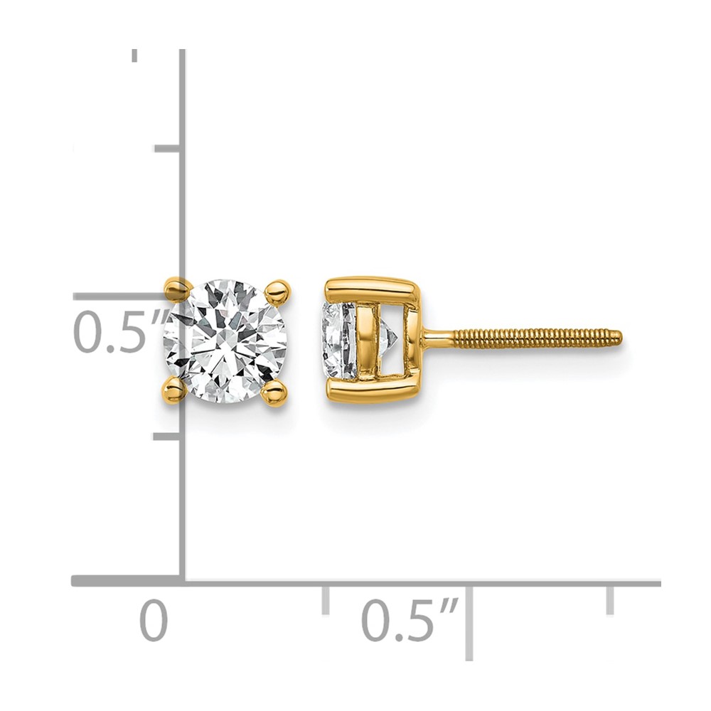 14k 1 carat Certified Lab Grown Diamond VS/SI+ G+ Round Complete Four Prong Screwback Heavyweight Stud Earrings (EM1006S-100C-LG)