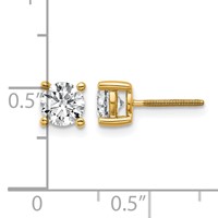 14K Yellow Gold 1 Carat Lab Grown Diamond VS+ F+ Round Complete Four Prong Screwback Heavyweight Stud Earrings view 5