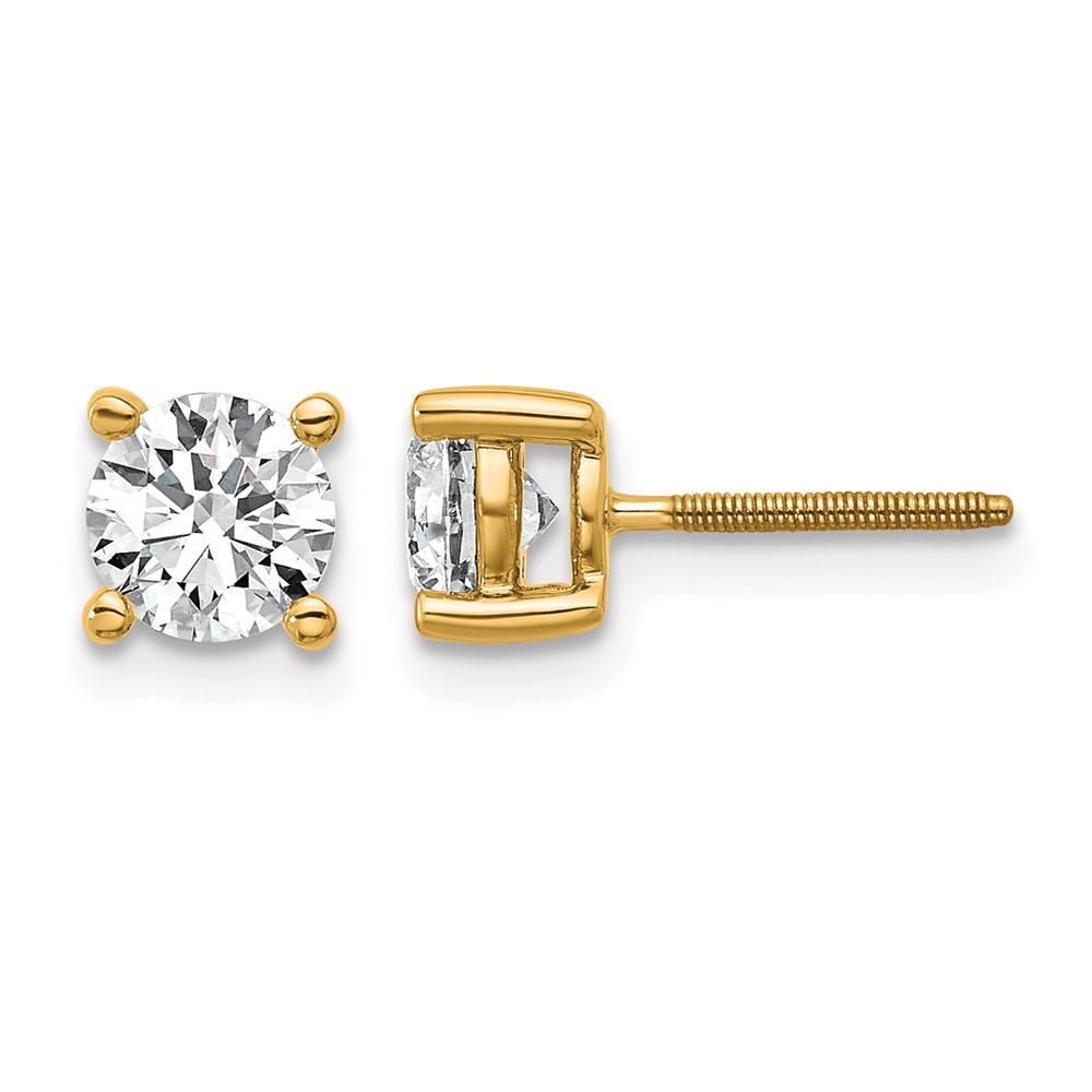 14k 1 carat Certified Lab Grown Diamond VS+ F+ Round Complete Four Prong Screwback Heavyweight Stud Earrings (EM1006S-100C-LD)