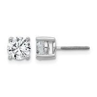 18K White Gold 1.50 Carat Lab Grown Diamond VS+ F+ Round Complete Four Prong Screwback Stud Earrings view 1