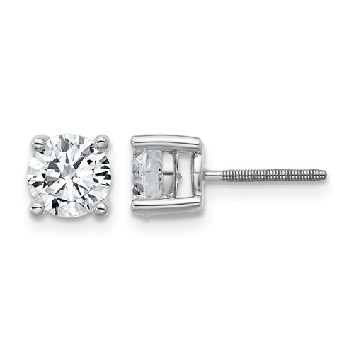 18K White Gold 0.50 Carat Certified Lab Grown Diamond VS+ F+ Round Complete Four Prong Screwback Stud Earrings