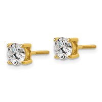 18K Yellow Gold 1.50 Carat Lab Grown Diamond VS+ F+ Round Complete Four Prong Screwback Stud Earrings view 2
