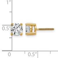 18K Yellow Gold 1.50 Carat Lab Grown Diamond VS+ F+ Round Complete Four Prong Screwback Stud Earrings view 5