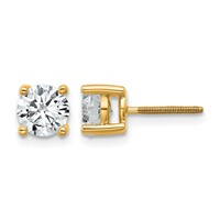 18K Yellow Gold 1.50 Carat Lab Grown Diamond VS+ F+ Round Complete Four Prong Screwback Stud Earrings view 1