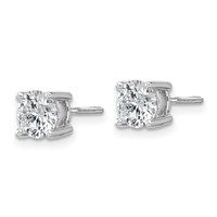 Platinum 1.50 Carat Lab Grown Diamond VS+ F+ Round Complete Four Prong Screwback Stud Earrings view 2