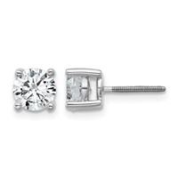 Platinum 1.50 Carat Lab Grown Diamond VS+ F+ Round Complete Four Prong Screwback Stud Earrings view 1