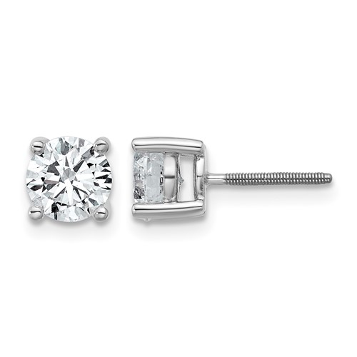 Platinum 1.50 Carat Lab Grown Diamond VS+ F+ Round Complete Four Prong Screwback Stud Earrings