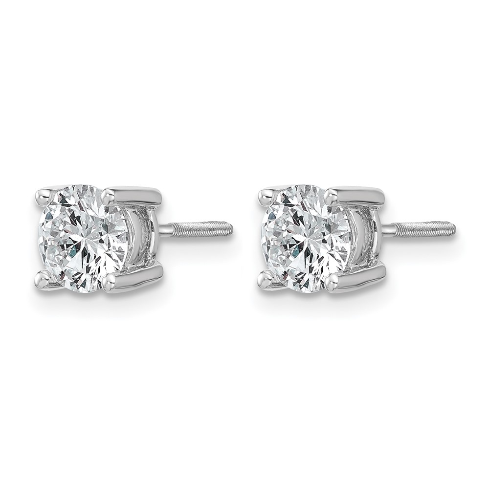 14k White Gold 1 1/2 carat Lab Grown Diamond VS+ F+ Round Complete Four Prong Screwback Heavyweight Stud Earrings (EM1006S-150-WLD)
