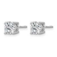14K White Gold 1.50 Carat Lab Grown Diamond VS+ F+ Round Complete Four Prong Screwback Heavyweight Stud Earrings view 2