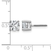 14K White Gold 1.50 Carat Lab Grown Diamond VS+ F+ Round Complete Four Prong Screwback Heavyweight Stud Earrings view 5