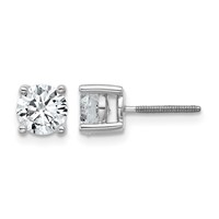 14K White Gold 1.50 Carat Lab Grown Diamond VS+ F+ Round Complete Four Prong Screwback Heavyweight Stud Earrings view 1