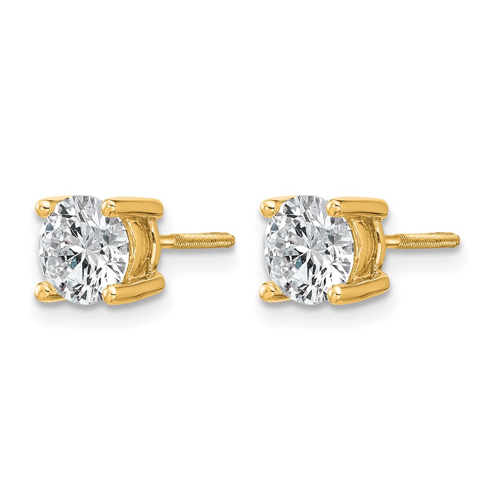 14k 1 1/2 carat Certified Lab Grown Diamond VS/SI+ G+ Round Complete Four Prong Screwback Heavyweight Stud Earrings (EM1006S-150C-LG)