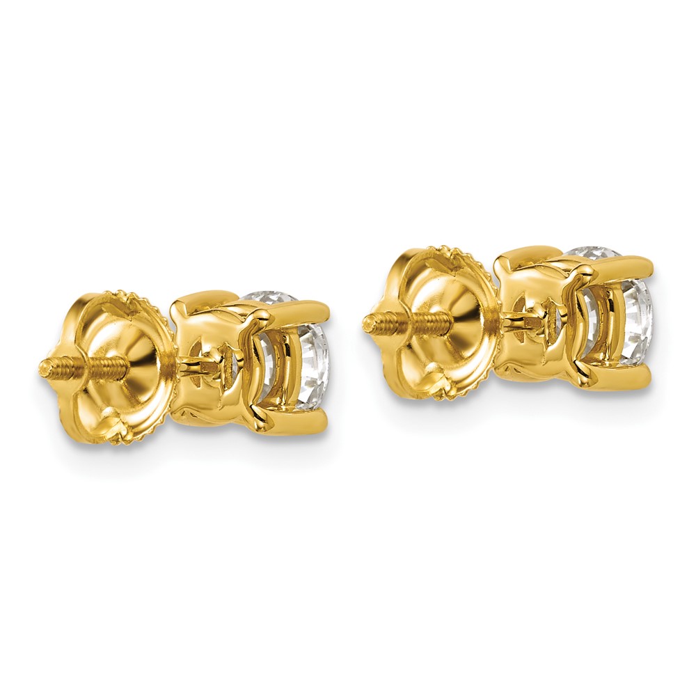 14k 1 1/2 carat Certified Lab Grown Diamond VS/SI+ G+ Round Complete Four Prong Screwback Heavyweight Stud Earrings (EM1006S-150C-LG)