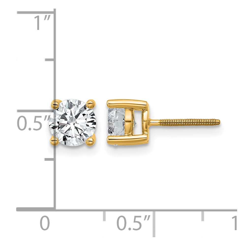 14k 1 1/2 carat Certified Lab Grown Diamond VS/SI+ G+ Round Complete Four Prong Screwback Heavyweight Stud Earrings (EM1006S-150C-LG)