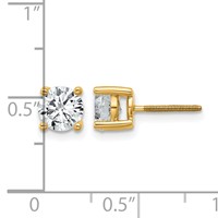 14K Yellow Gold 1.50 Carat Lab Grown Diamond VS SI+ G+ Round Complete Four Prong Screwback Heavyweight Stud Earrings view 5