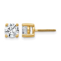 14K Yellow Gold 1.50 Carat Lab Grown Diamond VS SI+ G+ Round Complete Four Prong Screwback Heavyweight Stud Earrings view 1