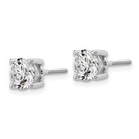 18K White Gold 5 Carat Lab Grown Diamond VS+ F+ Round Complete Four Prong Screwback Stud Earrings view 2