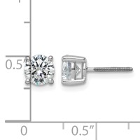 18K White Gold 5 Carat Lab Grown Diamond VS+ F+ Round Complete Four Prong Screwback Stud Earrings view 5
