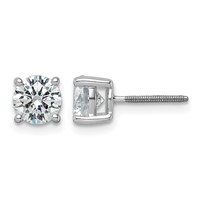 18K White Gold 5 Carat Lab Grown Diamond VS+ F+ Round Complete Four Prong Screwback Stud Earrings view 1