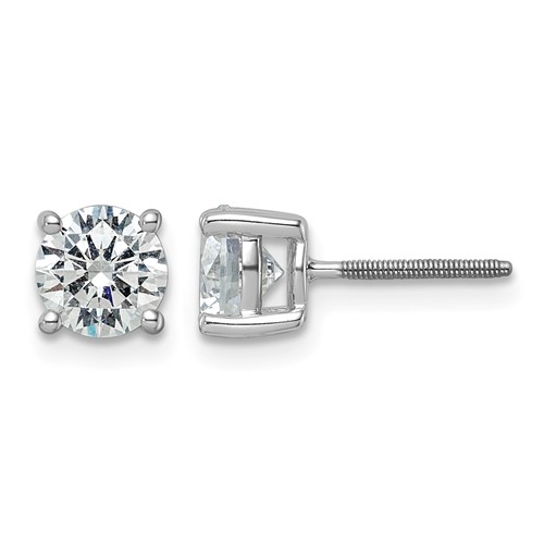 18K White Gold 4 Carat Certified Lab Grown Diamond VS+ F+ Round Complete Four Prong Screwback Stud Earrings