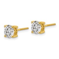 18K Yellow Gold 5 Carat Certified Lab Grown Diamond VS+ F+ Round Complete Four Prong Screwback Stud Earrings view 2