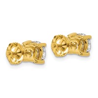 18K Yellow Gold 5 Carat Certified Lab Grown Diamond VS+ F+ Round Complete Four Prong Screwback Stud Earrings view 3