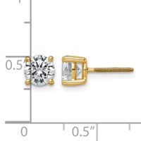 18K Yellow Gold 5 Carat Certified Lab Grown Diamond VS+ F+ Round Complete Four Prong Screwback Stud Earrings view 5
