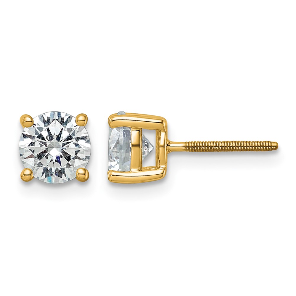 18K Yellow Gold 5 Carat Certified Lab Grown Diamond VS+ F+ Round Complete Four Prong Screwback Stud Earrings