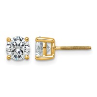 18K Yellow Gold 5 Carat Certified Lab Grown Diamond VS+ F+ Round Complete Four Prong Screwback Stud Earrings view 1