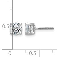 Platinum 2 Carat Lab Grown Diamond VS+ F+ Round Complete Four Prong Screwback Stud Earrings view 5