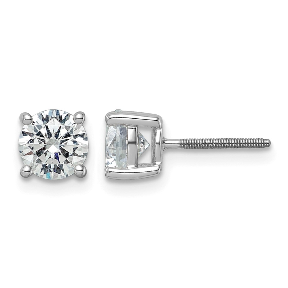 Platinum 2 Carat Lab Grown Diamond VS+ F+ Round Complete Four Prong Screwback Stud Earrings