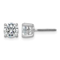 Platinum 2 Carat Lab Grown Diamond VS+ F+ Round Complete Four Prong Screwback Stud Earrings view 1