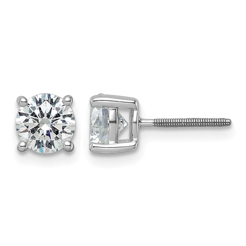 Platinum 3 Carat Certified Lab Grown Diamond VS+ F+ Round Complete Four Prong Screwback Stud Earrings