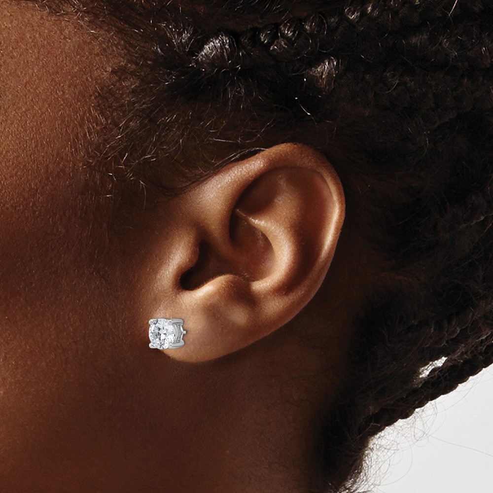 14k White Gold 2 carat Certified Lab Grown Diamond VS+ F+ Round Complete Four Prong Screwback Heavyweight Stud Earrings (EM1006S-200C-WLD)