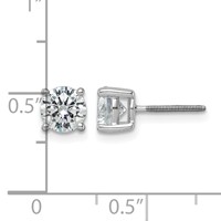 14K White Gold 2 Carat Lab Grown Diamond VS SI+ G+ Round Complete Four Prong Screwback Heavyweight Stud Earrings view 5