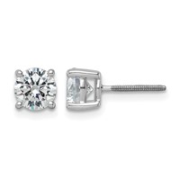 14K White Gold 2 Carat Lab Grown Diamond VS SI+ G+ Round Complete Four Prong Screwback Heavyweight Stud Earrings view 1