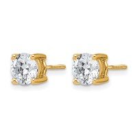 14K Yellow Gold 6 Carat Certified Lab Grown Diamond VS SI+ G+ Round Complete Four Prong Screwback Heavyweight Stud Earrings view 2