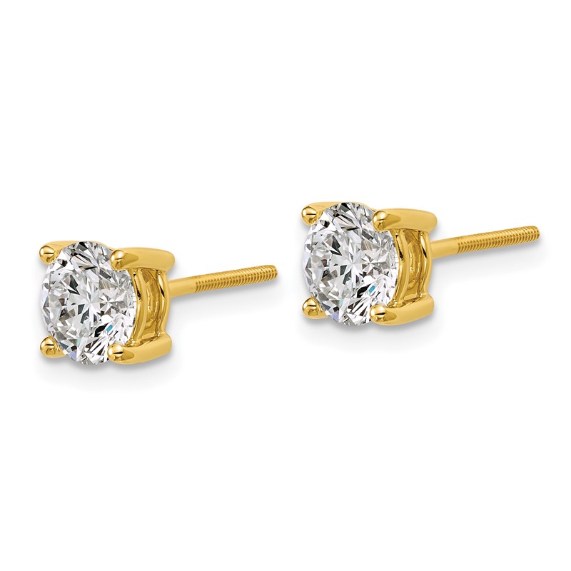 14k Yellow Gold 3 ctw Lab Grown Diamond VS/SI+ G+ Round 4 Prong Heavy Wt. Screwback Stud Earrings