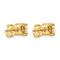 14K Yellow Gold 6 Carat Certified Lab Grown Diamond VS SI+ G+ Round Complete Four Prong Screwback Heavyweight Stud Earrings view 3
