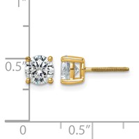 14K Yellow Gold 6 Carat Certified Lab Grown Diamond VS SI+ G+ Round Complete Four Prong Screwback Heavyweight Stud Earrings view 4
