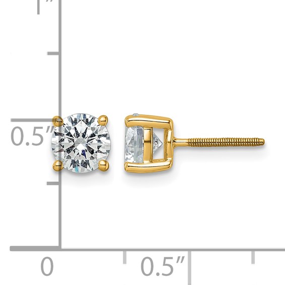 14k 2 1/2 carat Lab Grown Diamond VS/SI+ G+ Round Complete Four Prong Screwback Heavyweight Stud Earrings