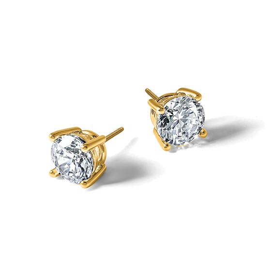 14k 2 1/2 carat Lab Grown Diamond VS/SI+ G+ Round Complete Four Prong Screwback Heavyweight Stud Earrings