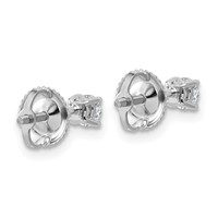 14K White Gold 0.25 Carat Lab Grown Diamond VS+ F+ Round Complete Four Prong Lightweight Screwback Stud Earrings view 3