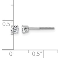 14K White Gold 0.25 Carat Lab Grown Diamond VS+ F+ Round Complete Four Prong Lightweight Screwback Stud Earrings view 4