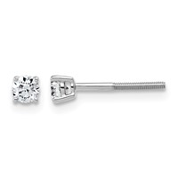14K White Gold 0.25 Carat Lab Grown Diamond VS+ F+ Round Complete Four Prong Lightweight Screwback Stud Earrings view 1