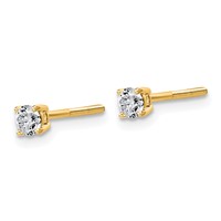 14K Yellow Gold 0.25 Carat Lab Grown Diamond VS SI+ G+ Round Complete Four Prong Lightweight Screwback Stud Earrings view 2