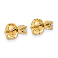 14K Yellow Gold 0.25 Carat Lab Grown Diamond VS SI+ G+ Round Complete Four Prong Lightweight Screwback Stud Earrings view 3